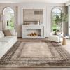 imageNICETOWN 8x10 Large Washable Pink Area Rug  Boho NonSlip Folable Rug Stain Resistant Oriental Medallion Living Room Carpet for Girls Room Kitchen Laundry Bathroom Bedroom Light PinkBrown