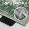 imageNICETOWN 8x10 Large Washable Pink Area Rug  Boho NonSlip Folable Rug Stain Resistant Oriental Medallion Living Room Carpet for Girls Room Kitchen Laundry Bathroom Bedroom Light PinkGreen