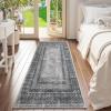 imageNICETOWN 8x10 Large Washable Pink Area Rug  Boho NonSlip Folable Rug Stain Resistant Oriental Medallion Living Room Carpet for Girls Room Kitchen Laundry Bathroom Bedroom Light PinkGrey