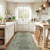 imageNICETOWN 8x10 Large Washable Pink Area Rug  Boho NonSlip Folable Rug Stain Resistant Oriental Medallion Living Room Carpet for Girls Room Kitchen Laundry Bathroom Bedroom Light PinkSage Green
