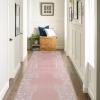 imageNICETOWN 8x10 Large Washable Pink Area Rug  Boho NonSlip Folable Rug Stain Resistant Oriental Medallion Living Room Carpet for Girls Room Kitchen Laundry Bathroom Bedroom Light PinkPink