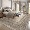 imageNICETOWN 8x10 Large Washable Pink Area Rug  Boho NonSlip Folable Rug Stain Resistant Oriental Medallion Living Room Carpet for Girls Room Kitchen Laundry Bathroom Bedroom Light PinkBrown