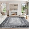 imageNICETOWN 8x10 Large Washable Pink Area Rug  Boho NonSlip Folable Rug Stain Resistant Oriental Medallion Living Room Carpet for Girls Room Kitchen Laundry Bathroom Bedroom Light PinkGrey