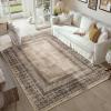 imageNICETOWN 8x10 Large Washable Pink Area Rug  Boho NonSlip Folable Rug Stain Resistant Oriental Medallion Living Room Carpet for Girls Room Kitchen Laundry Bathroom Bedroom Light PinkBrown