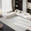 imageNICETOWN 8x10 White Washable Area Rug for Bedroom Thin Washable Rug for Living Room NonSlip Door Mat Ultra Soft for Bedroom Living Room Kitchen Home Office White and BrownSandy Grey