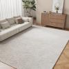 imageNICETOWN 8x10 White Washable Area Rug for Bedroom Thin Washable Rug for Living Room NonSlip Door Mat Ultra Soft for Bedroom Living Room Kitchen Home Office White and BrownBrown