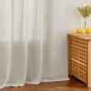 imageNICETOWN Linen Curtains for Windows 84 inch Length Rod Pocket ampamp Back Tab Semi Sheer Linen Curtains ampamp Drapes Privacy with Light Through for BedroomLiving Room Natural W52 x L84 2 PiecesNatural