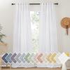 imageNICETOWN Linen Curtains for Windows 84 inch Length Rod Pocket ampamp Back Tab Semi Sheer Linen Curtains ampamp Drapes Privacy with Light Through for BedroomLiving Room Natural W52 x L84 2 PiecesWhite