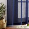 imageNICETOWN White Linen Curtains 84 inch Length Tab Top Soft Semi Sheer Flax Window Treatments Privacy with Light Filtering Vertical Drapes for BedroomLiving Room W52 x L84 2 PanelsDark Blue