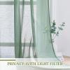 imageNICETOWN White Linen Curtains 84 inch Length Tab Top Soft Semi Sheer Flax Window Treatments Privacy with Light Filtering Vertical Drapes for BedroomLiving Room W52 x L84 2 PanelsOlive Green