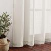 imageNICETOWN White Linen Curtains 84 inch Length Tab Top Soft Semi Sheer Flax Window Treatments Privacy with Light Filtering Vertical Drapes for BedroomLiving Room W52 x L84 2 PanelsNatural