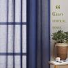 imageNICETOWN White Linen Curtains 84 inch Length Tab Top Soft Semi Sheer Flax Window Treatments Privacy with Light Filtering Vertical Drapes for BedroomLiving Room W52 x L84 2 PanelsDark Blue