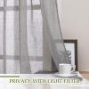 imageNICETOWN White Linen Curtains 84 inch Length Tab Top Soft Semi Sheer Flax Window Treatments Privacy with Light Filtering Vertical Drapes for BedroomLiving Room W52 x L84 2 PanelsCharcoal Grey