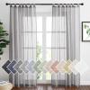 imageNICETOWN White Linen Curtains 84 inch Length Tab Top Soft Semi Sheer Flax Window Treatments Privacy with Light Filtering Vertical Drapes for BedroomLiving Room W52 x L84 2 PanelsCharcoal Grey