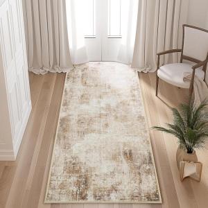 imageNICETOWN 8x10 Large Washable Pink Area Rug  Boho NonSlip Folable Rug Stain Resistant Oriental Medallion Living Room Carpet for Girls Room Kitchen Laundry Bathroom Bedroom Light PinkSandy Yellow