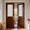 imageNICETOWN Forest Green Linen Door Curtains for French Door Windows 26 x 72 Inch for Glass Window Thermal Insulated Shade for Bedroom 1 PanelCream