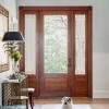 imageNICETOWN Forest Green Linen Door Curtains for French Door Windows 26 x 72 Inch for Glass Window Thermal Insulated Shade for Bedroom 1 PanelCream