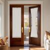imageNICETOWN Forest Green Linen Door Curtains for French Door Windows 26 x 72 Inch for Glass Window Thermal Insulated Shade for Bedroom 1 PanelCream