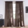 imageNICETOWN Linen Blend Greyish Green Curtains 84 inches Long 2 Panels Set Rod Pocket ampamp Back Tab Privacy Added Thick Flax Semi Sheer Window Treatments for BedroomFarmhouse W55 x L84Brown