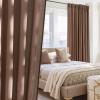 imageNICETOWN Linen Blend Greyish Green Curtains 84 inches Long 2 Panels Set Rod Pocket ampamp Back Tab Privacy Added Thick Flax Semi Sheer Window Treatments for BedroomFarmhouse W55 x L84Gold Brown