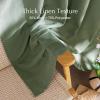 imageNICETOWN Linen Blend Greyish Green Curtains 84 inches Long 2 Panels Set Rod Pocket ampamp Back Tab Privacy Added Thick Flax Semi Sheer Window Treatments for BedroomFarmhouse W55 x L84Forest Green