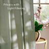 imageNICETOWN Linen Blend Greyish Green Curtains 84 inches Long 2 Panels Set Rod Pocket ampamp Back Tab Privacy Added Thick Flax Semi Sheer Window Treatments for BedroomFarmhouse W55 x L84Greyish Green