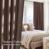 imageNICETOWN Linen Blend Greyish Green Curtains 84 inches Long 2 Panels Set Rod Pocket ampamp Back Tab Privacy Added Thick Flax Semi Sheer Window Treatments for BedroomFarmhouse W55 x L84Brown