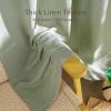 imageNICETOWN Linen Blend Greyish Green Curtains 84 inches Long 2 Panels Set Rod Pocket ampamp Back Tab Privacy Added Thick Flax Semi Sheer Window Treatments for BedroomFarmhouse W55 x L84Greyish Green