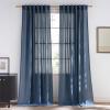 imageNICETOWN Linen Blend Greyish Green Curtains 84 inches Long 2 Panels Set Rod Pocket ampamp Back Tab Privacy Added Thick Flax Semi Sheer Window Treatments for BedroomFarmhouse W55 x L84Navy Blue