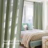 imageNICETOWN Linen Blend Greyish Green Curtains 84 inches Long 2 Panels Set Rod Pocket ampamp Back Tab Privacy Added Thick Flax Semi Sheer Window Treatments for BedroomFarmhouse W55 x L84Greyish Green