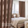 imageNICETOWN Linen Blend Greyish Green Curtains 84 inches Long 2 Panels Set Rod Pocket ampamp Back Tab Privacy Added Thick Flax Semi Sheer Window Treatments for BedroomFarmhouse W55 x L84Gold Brown