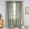 imageNICETOWN Linen Blend Greyish Green Curtains 84 inches Long 2 Panels Set Rod Pocket ampamp Back Tab Privacy Added Thick Flax Semi Sheer Window Treatments for BedroomFarmhouse W55 x L84Greyish Green
