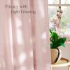 imageNICETOWN Linen Blend Greyish Green Curtains 84 inches Long 2 Panels Set Rod Pocket ampamp Back Tab Privacy Added Thick Flax Semi Sheer Window Treatments for BedroomFarmhouse W55 x L84Light Pink