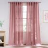 imageNICETOWN Linen Blend Greyish Green Curtains 84 inches Long 2 Panels Set Rod Pocket ampamp Back Tab Privacy Added Thick Flax Semi Sheer Window Treatments for BedroomFarmhouse W55 x L84Baby Pink