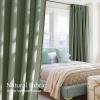 imageNICETOWN Linen Blend Greyish Green Curtains 84 inches Long 2 Panels Set Rod Pocket ampamp Back Tab Privacy Added Thick Flax Semi Sheer Window Treatments for BedroomFarmhouse W55 x L84Forest Green
