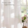 imageNICETOWN Linen Blend Greyish Green Curtains 84 inches Long 2 Panels Set Rod Pocket ampamp Back Tab Privacy Added Thick Flax Semi Sheer Window Treatments for BedroomFarmhouse W55 x L84Cream