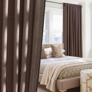 imageNICETOWN Linen Blend Greyish Green Curtains 84 inches Long 2 Panels Set Rod Pocket ampamp Back Tab Privacy Added Thick Flax Semi Sheer Window Treatments for BedroomFarmhouse W55 x L84Brown