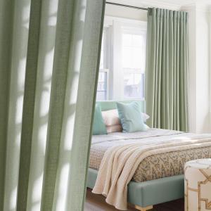 imageNICETOWN Linen Blend Greyish Green Curtains 84 inches Long 2 Panels Set Rod Pocket ampamp Back Tab Privacy Added Thick Flax Semi Sheer Window Treatments for BedroomFarmhouse W55 x L84Greyish Green