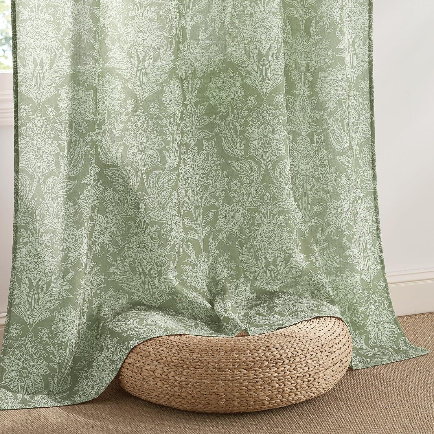 imageNICETOWN 96 Inches Long Buffalo Plaid Light Filtering Window CurtainsFarmhouse Rod Pocket Back Tab Drapes for Bedroom Livin Room Privacy Window Treatment Set 52quot W x 96quot L Christmas RedSage Green on Greyish White