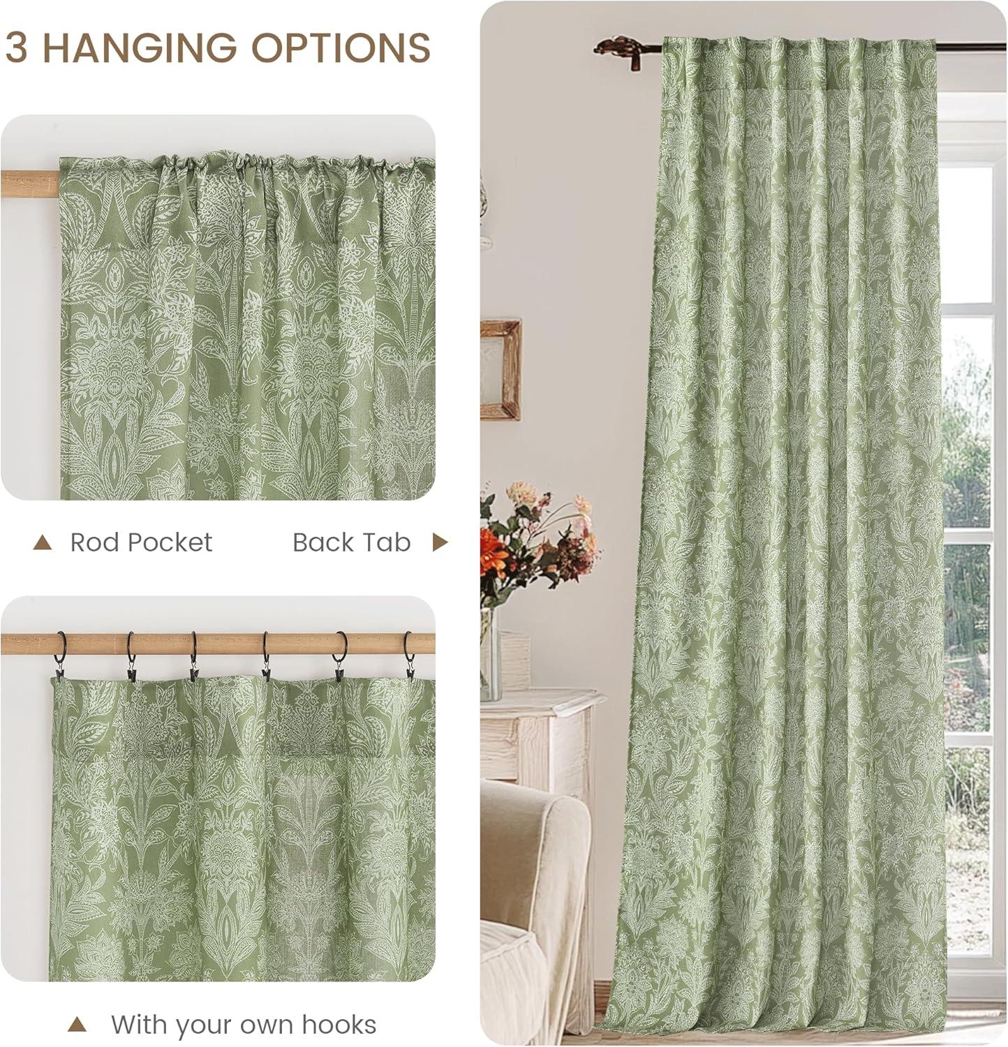 imageNICETOWN 96 Inches Long Buffalo Plaid Light Filtering Window CurtainsFarmhouse Rod Pocket Back Tab Drapes for Bedroom Livin Room Privacy Window Treatment Set 52quot W x 96quot L Christmas RedSage Green on Greyish White
