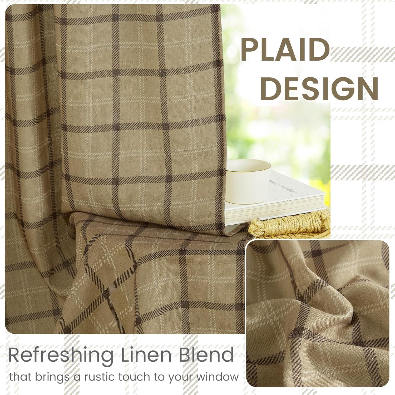 imageNICETOWN 96 Inches Long Buffalo Plaid Light Filtering Window CurtainsFarmhouse Rod Pocket Back Tab Drapes for Bedroom Livin Room Privacy Window Treatment Set 52quot W x 96quot L Christmas RedGrid Pattern  Linen