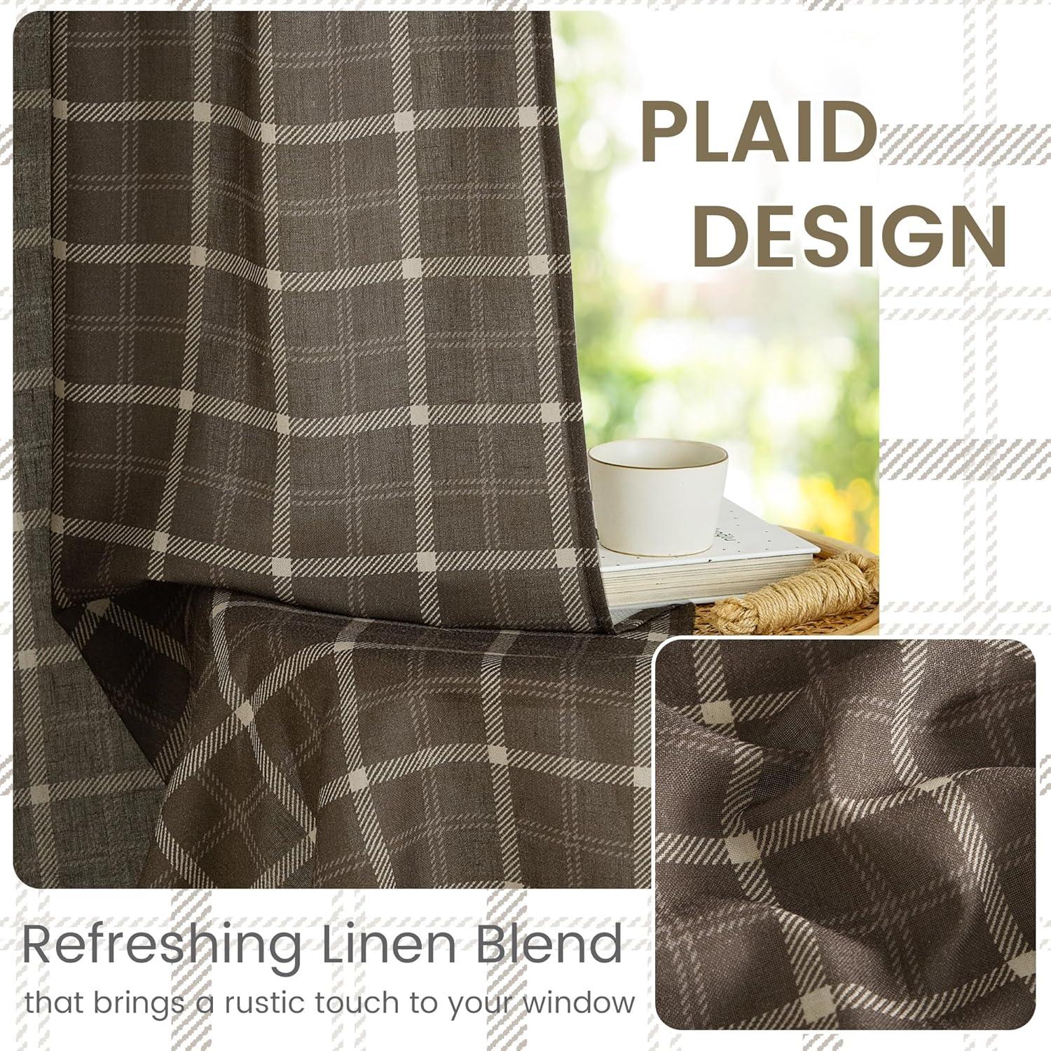 imageNICETOWN 96 Inches Long Buffalo Plaid Light Filtering Window CurtainsFarmhouse Rod Pocket Back Tab Drapes for Bedroom Livin Room Privacy Window Treatment Set 52quot W x 96quot L Christmas RedGrid Pattern  Taupe