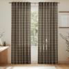 imageNICETOWN 96 Inches Long Buffalo Plaid Light Filtering Window CurtainsFarmhouse Rod Pocket Back Tab Drapes for Bedroom Livin Room Privacy Window Treatment Set 52quot W x 96quot L Christmas RedGrid Pattern  Taupe