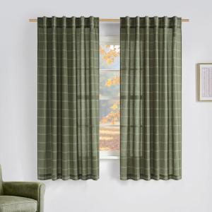 imageNICETOWN 96 Inches Long Buffalo Plaid Light Filtering Window CurtainsFarmhouse Rod Pocket Back Tab Drapes for Bedroom Livin Room Privacy Window Treatment Set 52quot W x 96quot L Christmas RedDiagonal Check  Moss Green