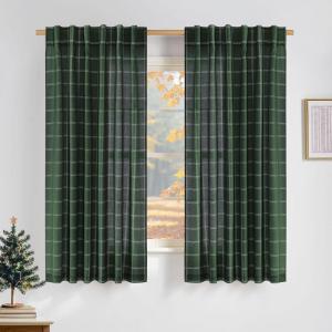 imageNICETOWN 96 Inches Long Buffalo Plaid Light Filtering Window CurtainsFarmhouse Rod Pocket Back Tab Drapes for Bedroom Livin Room Privacy Window Treatment Set 52quot W x 96quot L Christmas RedDiagonal Check  Christmas Green