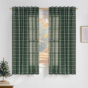 imageNICETOWN 96 Inches Long Buffalo Plaid Light Filtering Window CurtainsFarmhouse Rod Pocket Back Tab Drapes for Bedroom Livin Room Privacy Window Treatment Set 52quot W x 96quot L Christmas RedGrid Pattern  Christmas Green