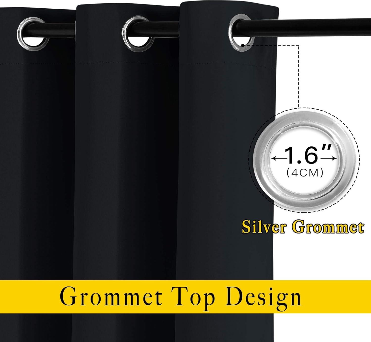 imageNICETOWN Black Out Curtains for Bedroom 84 inches Long  Light Reducing Thermal Insulated Solid Grommet CurtainsPanelsDrapes for Living Room Set of 2 W52 x L84