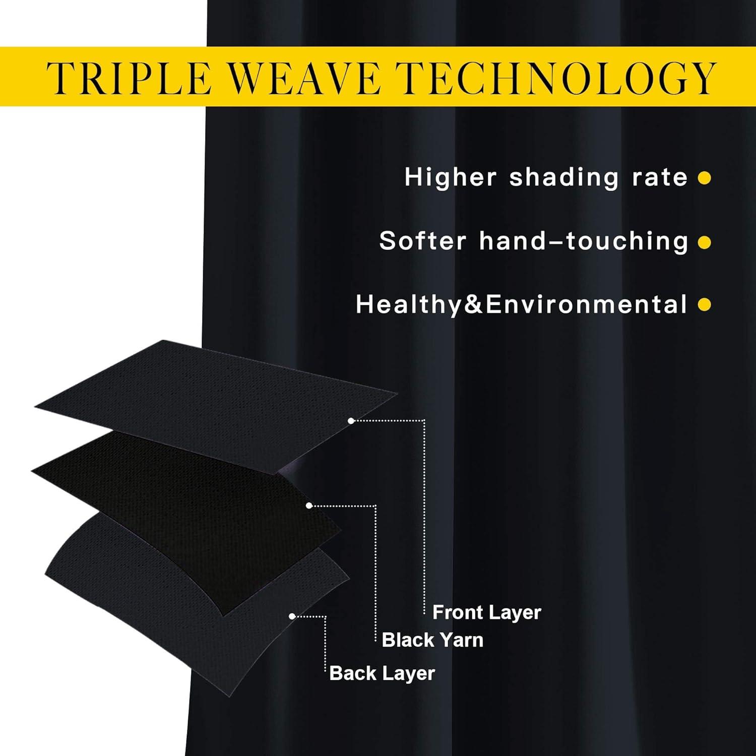 imageNICETOWN Black Out Curtains for Bedroom 84 inches Long  Light Reducing Thermal Insulated Solid Grommet CurtainsPanelsDrapes for Living Room Set of 2 W52 x L84