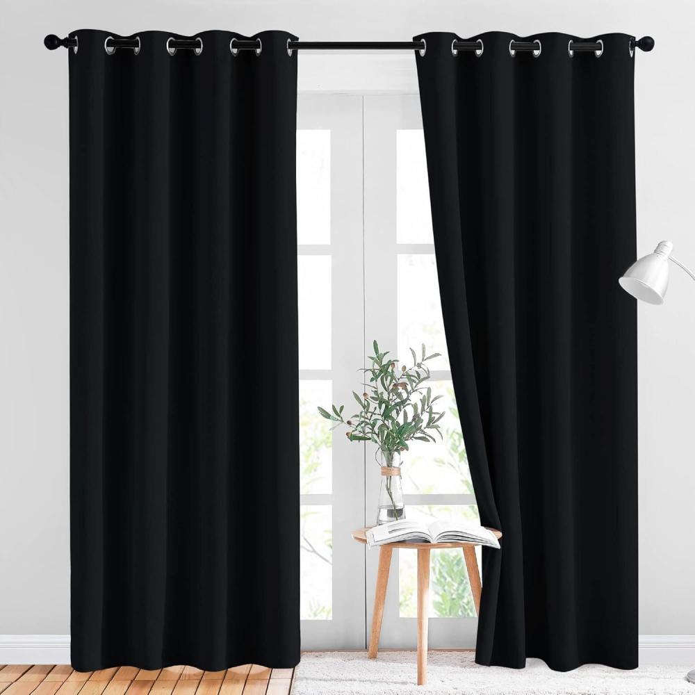 imageNICETOWN Black Out Curtains for Bedroom 84 inches Long  Light Reducing Thermal Insulated Solid Grommet CurtainsPanelsDrapes for Living Room Set of 2 W52 x L84