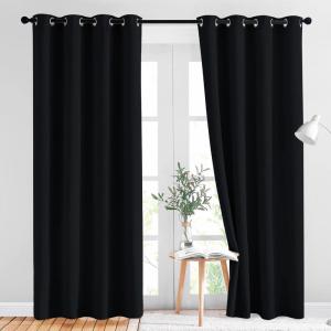 imageNICETOWN Black Out Curtains for Bedroom 84 inches Long  Light Reducing Thermal Insulated Solid Grommet CurtainsPanelsDrapes for Living Room Set of 2 W52 x L84
